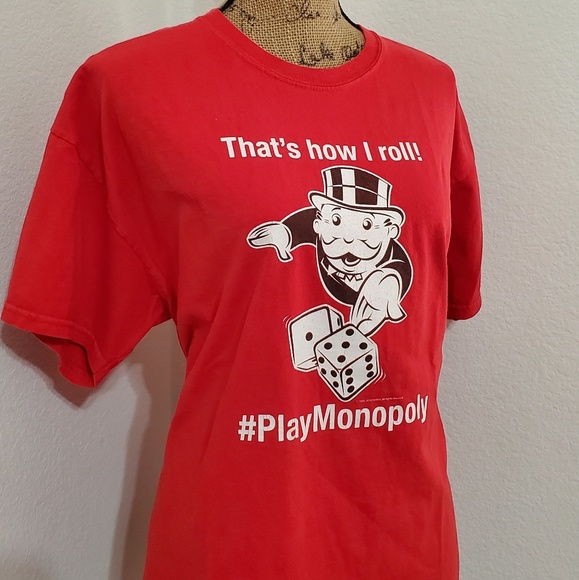 MONOPOLY 'That's how I roll' graphic tee Gildan XL promo board game UNISEX - Picture 3 of 7